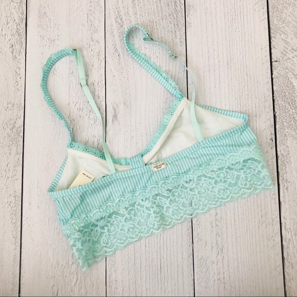 Gilly Hicks Unlined Bralette lace mint aqua stripe - Picture 3 of 4